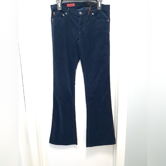 AG Adriano Goldschmied Dark Blue Corduroy Flare Jeans - Picture 1 of 14